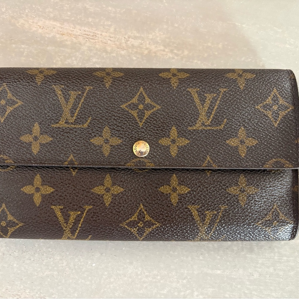 Louis Vuitton Classic Monogram Wallet in Brown and Gold